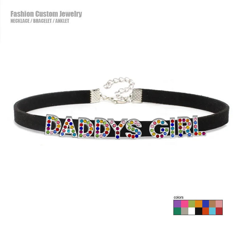 Veile Studios Colorful Letters Daddys Girl Choker Necklace Custom Collar Fashion Jewellery