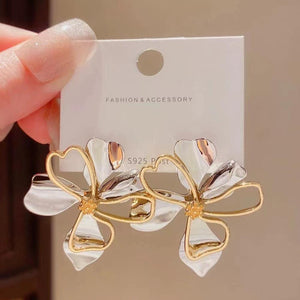 Veile Studios Metal Cold Wind Flower Earrings For Women Personalised Alloy Accessory