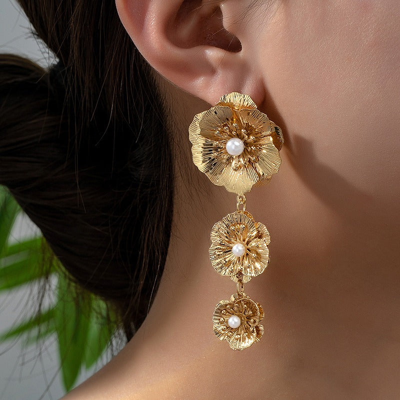 Veile Studios Flower Shaped Earrings Elegant Three Design For Fashion Commuting