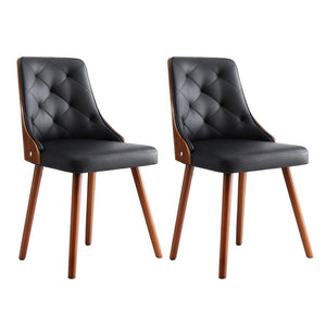 Artiss 1 Set Of 2 Dining Chairs Black Pu