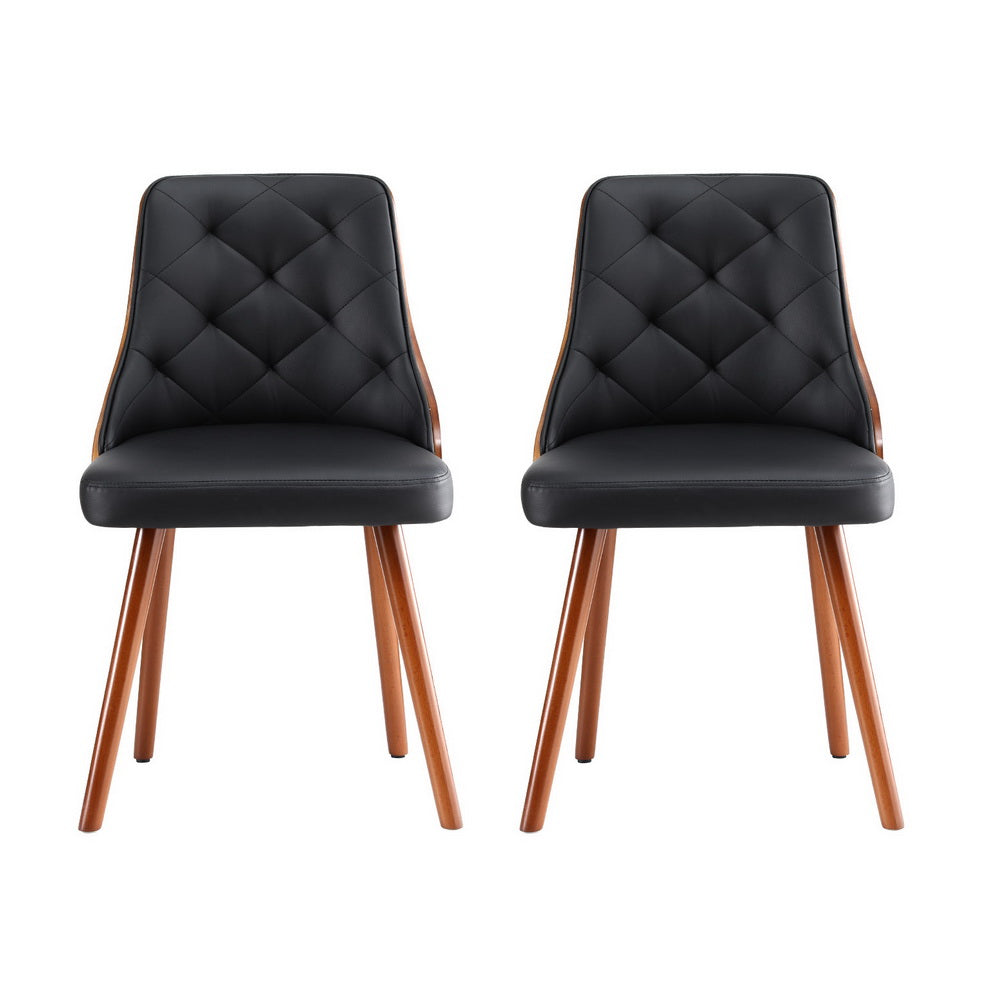 Artiss 1 Set Of 2 Dining Chairs Black Pu