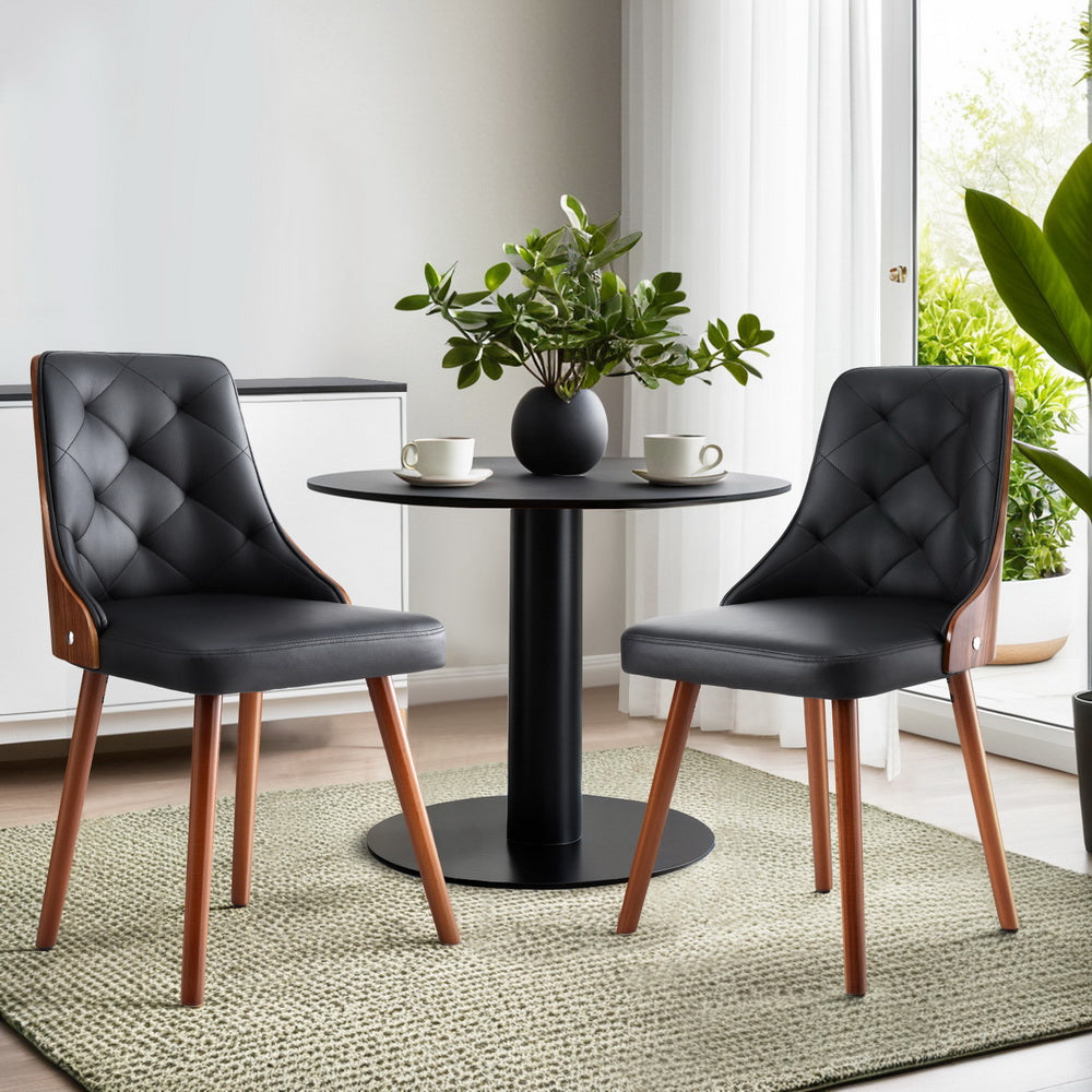 Artiss 1 Set Of 2 Dining Chairs Black Pu