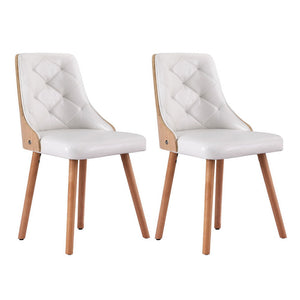 Artiss 1 Set Of 2 Dining Chairs White Pu