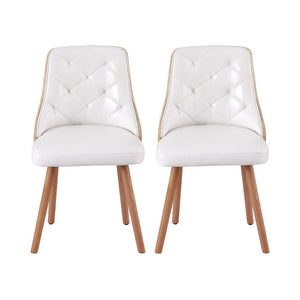 Artiss 1 Set Of 2 Dining Chairs White Pu