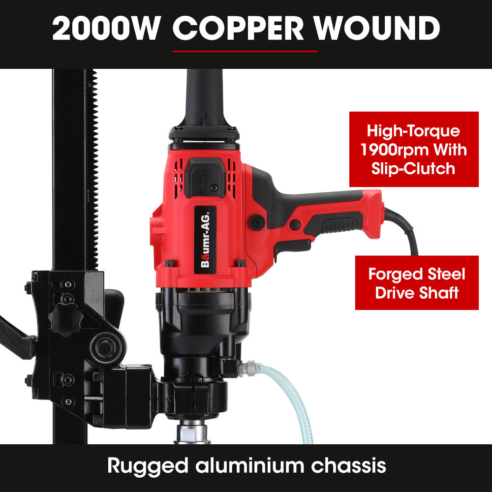 Baumr Ag 2000W 160Mm Handheld Core Drill W/Stand63mm & 127Mm Bit Combo For Concrete Coring Hole Drilling