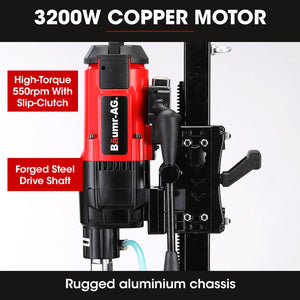 Baumr Ag 3200W 280Mm Vertical Stand Core Drill & 202Mm Bit Combo For Demolition Concrete Coring Hole Drilling