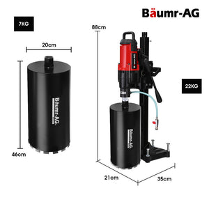 Baumr Ag 3200W 280Mm Vertical Stand Core Drill & 202Mm Bit Combo For Demolition Concrete Coring Hole Drilling