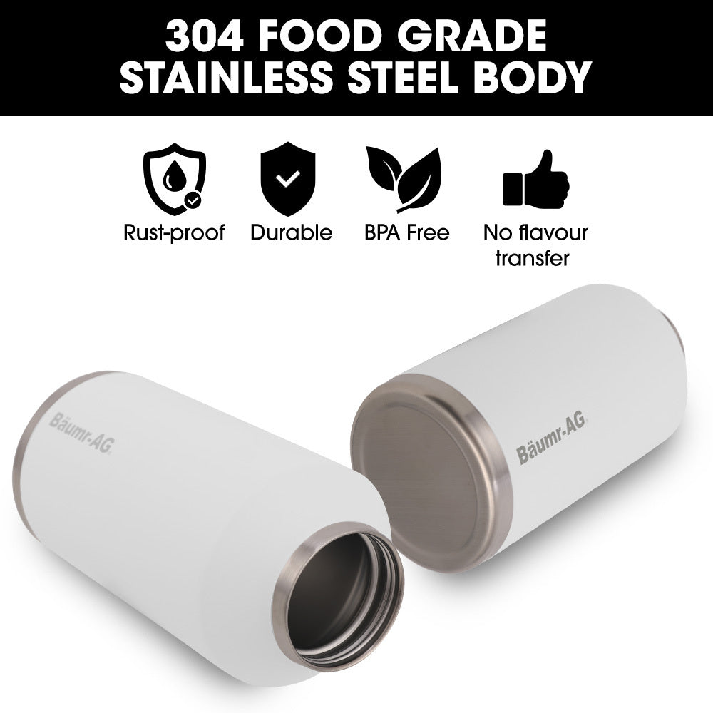 Baumr Ag 1.9L Double Wall Insulated Stainless Steel Water Bottle Drink Jug With Handle Straw Cleaner White