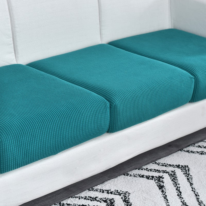 Sofa Cover Teal Blue Polyester Thick Stretchable Cushion Slipcovers For Living Room