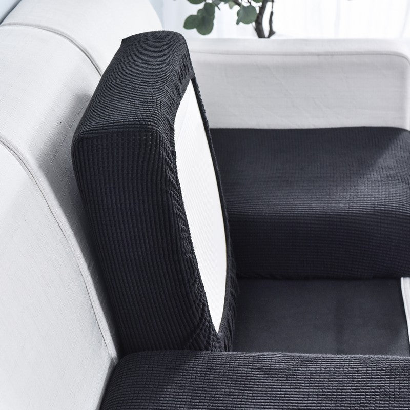 Sofa Cover Black Polyester Thick Stretchable Cushion For Living Room Slipcovers