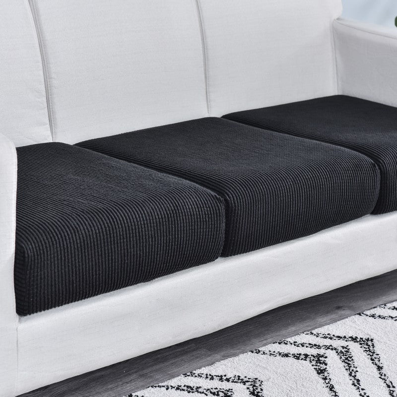 Sofa Cover Black Polyester Thick Stretchable Cushion For Living Room Slipcovers