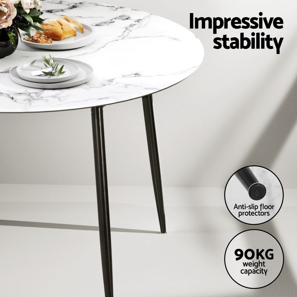 Artiss 1 Dining Table And 4 Chairs Set Marble Black