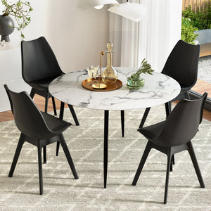 Artiss 1 Dining Table And 4 Chairs Set Marble Black