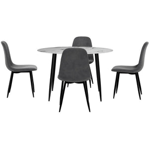 Artiss 1 Dining Table And 4 Chairs Set Marble Grey