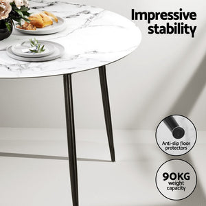 Artiss 1 Dining Table And 4 Chairs Set Marble Grey