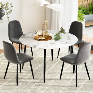 Artiss 1 Dining Table And 4 Chairs Set Marble Grey