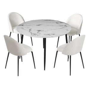 Artiss 1 Dining Table And 4 Chairs Set Marble White