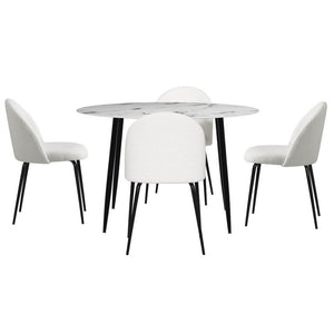 Artiss 1 Dining Table And 4 Chairs Set Marble White