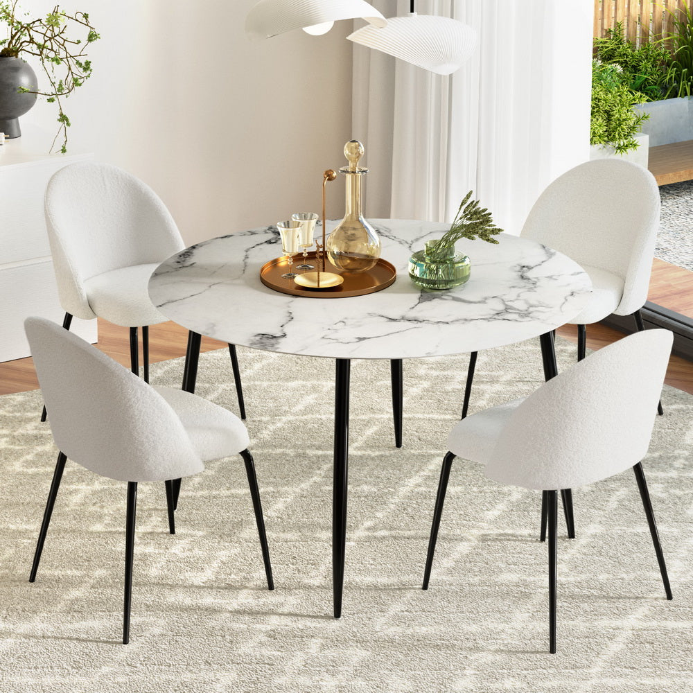 Artiss 1 Dining Table And 4 Chairs Set Marble White