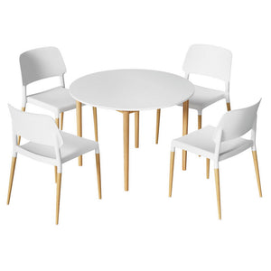 Artiss 1 Dining Table And 4 Chairs Set White Wood