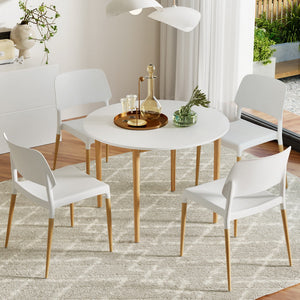 Artiss 1 Dining Table And 4 Chairs Set White Wood