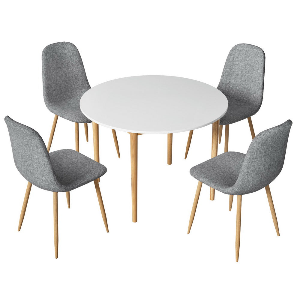 Artiss 1 Dining Table And 4 Chairs Set White Grey