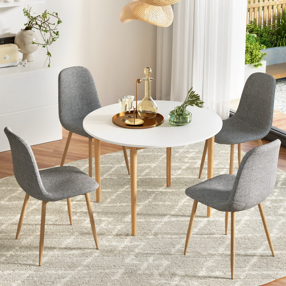 Artiss 1 Dining Table And 4 Chairs Set White Grey