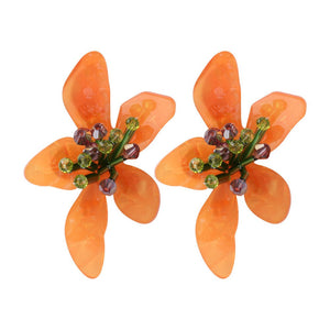 Veile Studios Acrylic Flower Retro Beach Style Earrings Trendy Womens Jewelry Accessories