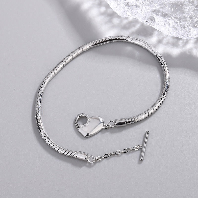 Veile Studios S925 Love Hollow Letter Bracelet For Men And Women Ot Buckle Simple Hand Jewelry