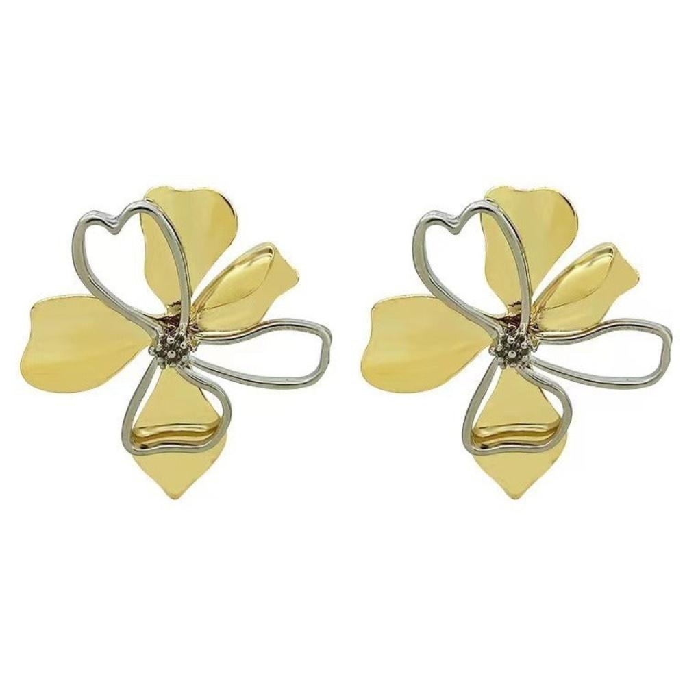 Veile Studios Metal Cold Wind Flower Earrings For Women Personalised Alloy Accessory