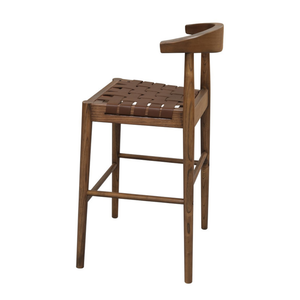 Elliot Leather Kitchen Counter Stool (Walnut)