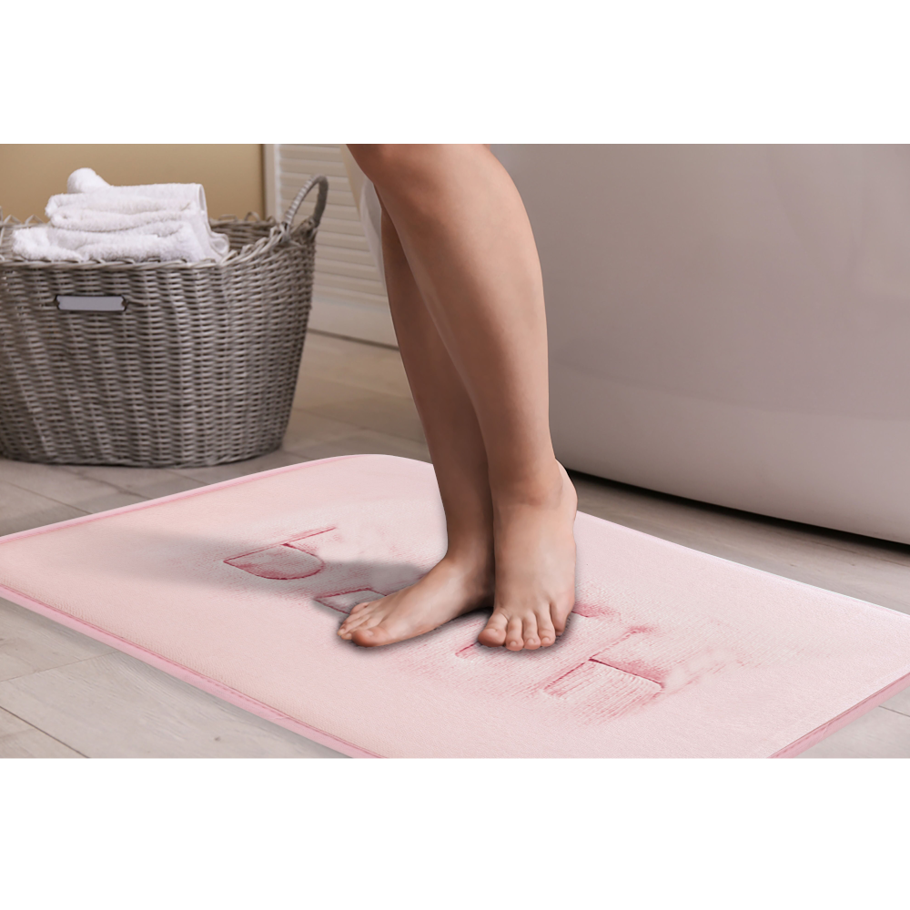 Carla Home Extra Thick Memory Foam & Super Comfort Bath Rug Mat For Bathroom (60 X 40 Cm Pink)