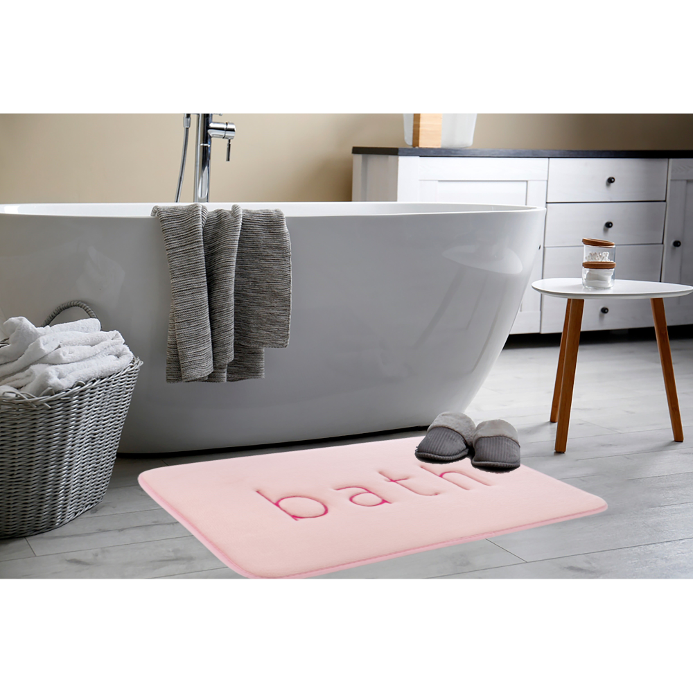 Carla Home Extra Thick Memory Foam & Super Comfort Bath Rug Mat For Bathroom (60 X 40 Cm Pink)