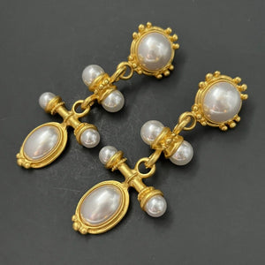 Veile Studios Medieval Earrings Long Retro Palace Style Pearl With 925 Silver Needle