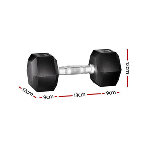 Everfit 20Kg Hex Dumbbells Set Weights Lifting Bench Gym Workout 2X10kg