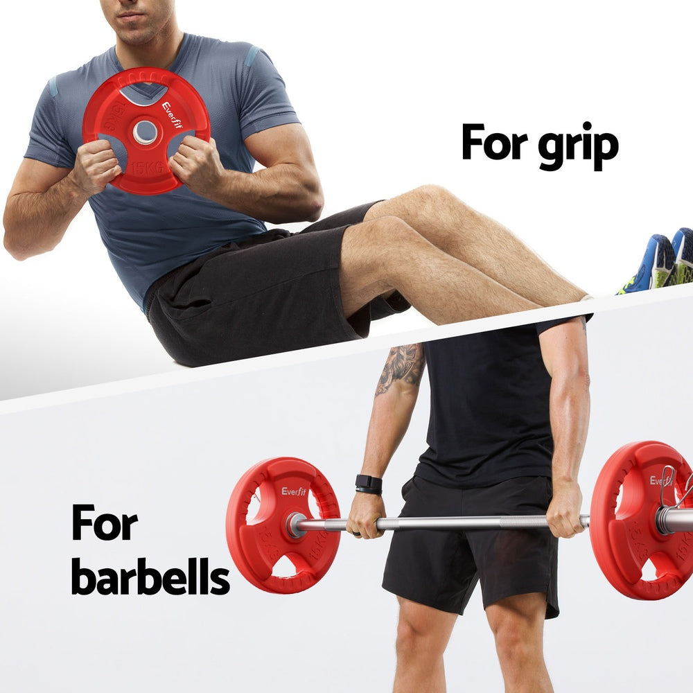 Everfit Barbells Set 36Kg 120Cm Dumbbell Plate Weight Lifting Home Gym Red