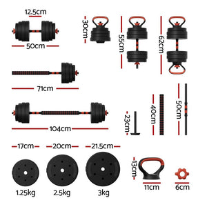 Everfit 40Kg Dumbbells Set Kettle Bell Weight Plates Barbells Gym