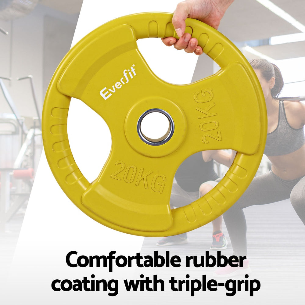 Everfit Barbells 46Kg 120Cm Dumbbell Plate Weight Lifting Home Gym Yellow