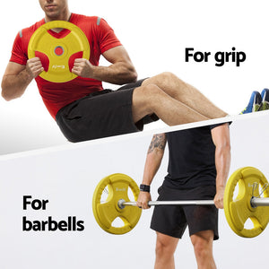 Everfit Barbells 46Kg 120Cm Dumbbell Plate Weight Lifting Home Gym Yellow