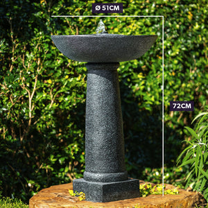 Protege Bird Bath Solar Water Feature Fountain Contemporary Birdbath Design With Panel Kit Led Lights Dark Grey