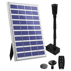 Protege Hi Flow Water Feature Fountain Pond Pump W/ Solar Panel Lithium Battery Remote Control Nozzle Kit