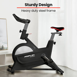 Proflex Magnetic Resistance Spin Exercise Bike For Home Gym Studio Cardio Fitness Black