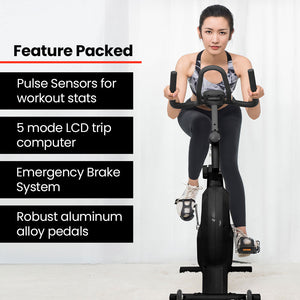 Proflex Magnetic Resistance Spin Exercise Bike For Home Gym Studio Cardio Fitness Black