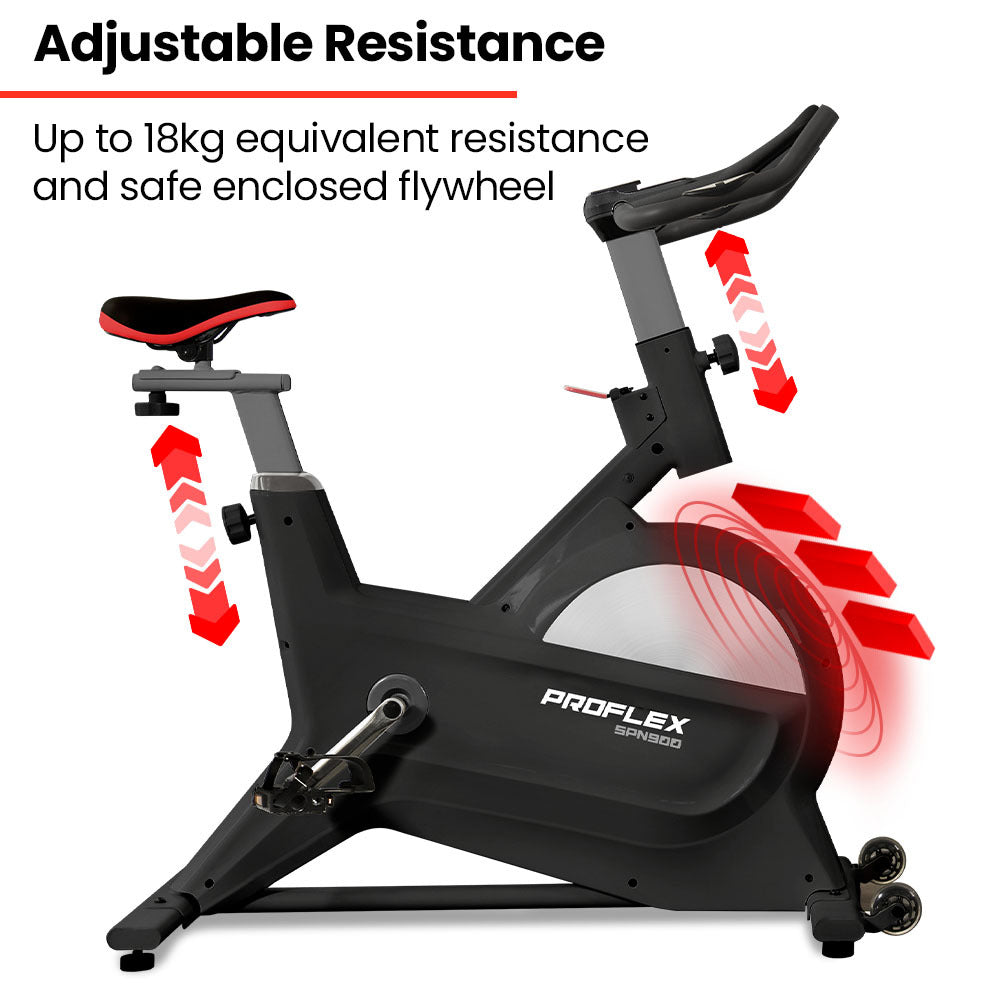 Proflex Magnetic Resistance Spin Exercise Bike For Home Gym Studio Cardio Fitness Black