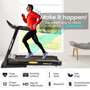 Proflex Trx4 Electric Treadmill Medium Size Foldable Suspension Bluetooth Usb/Mp3 Pulse Sensors Fitness Tracker