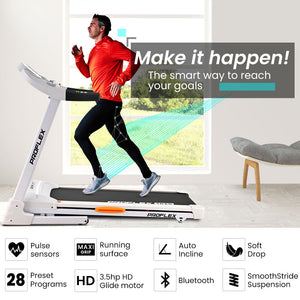 Proflex Trx6 3.5Chp Electric Treadmill Medium Size 10 Inch Touchscreen Display Foldable Suspension Auto Incline Bluetoot