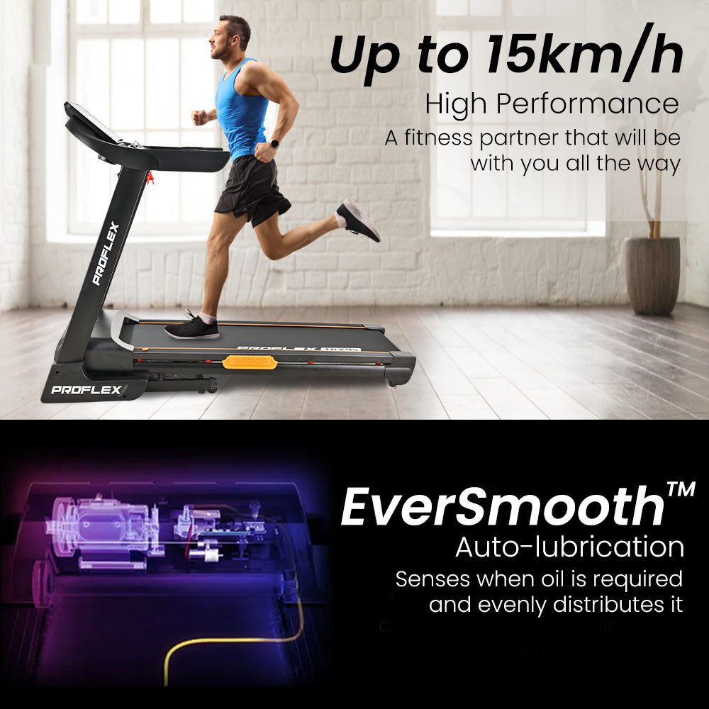 Proflex Trx9s Electric Treadmill Large Size 450Mm Belt 10 Inch Display Foldable Suspension Auto Incline Wifi Bluetooth P