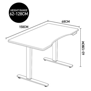 Fortia Sit To Stand Up Standing Desk 150X70cm 62 128Cm Electric Height Adjustable Dual Motor 120Kg Load Arched White Oak