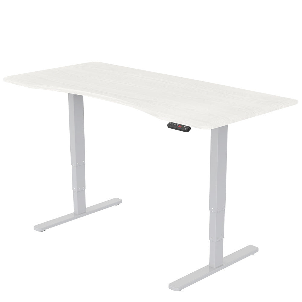 Fortia Sit To Stand Up Standing Desk 150X70cm 62 128Cm Electric Height Adjustable Dual Motor 120Kg Load Arched White/Sil