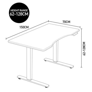 Fortia Sit To Stand Up Standing Desk 150X70cm 62 128Cm Electric Height Adjustable Dual Motor 120Kg Load Arched White/Sil